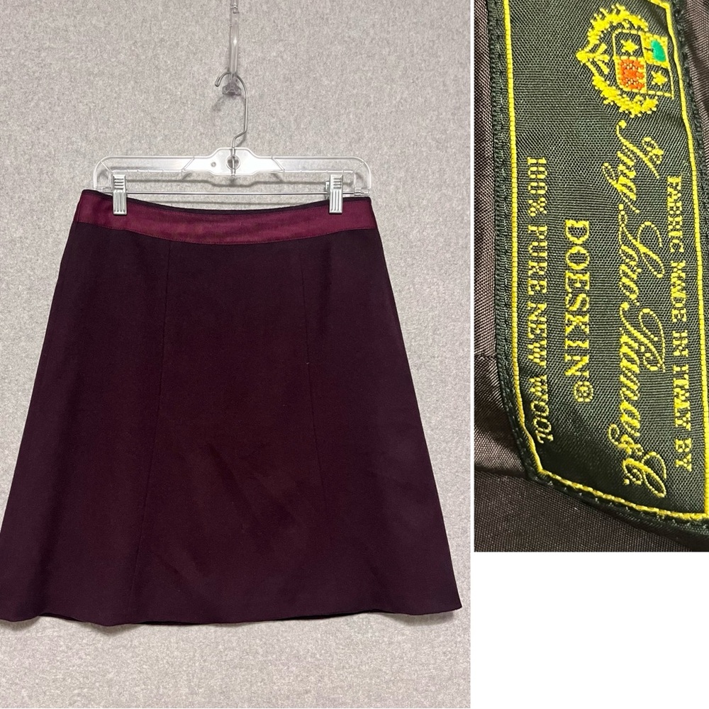 Brooks Brothers Womens Loro Piana 100% Wool Skirt Short A-Line Maroon ITALY